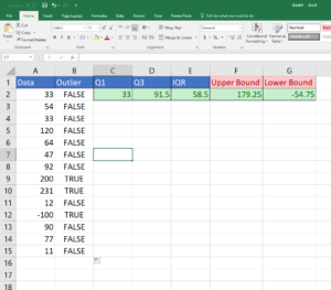 Use Excel to enter the upper and lower bounds for outliers