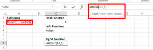 Use the right function in Excel