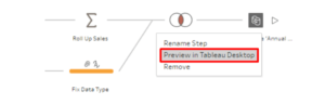 Data preview in Tableau Prep is part of the transforming step.