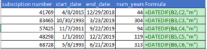 how to calculate months between two dates with DATEDIF