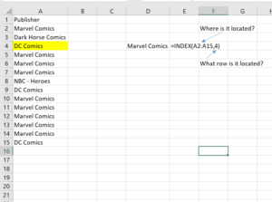 The index formula returns a value that is located in a specific row given