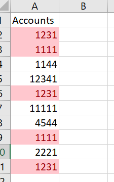 Conditional Formatting can locate duplicate values