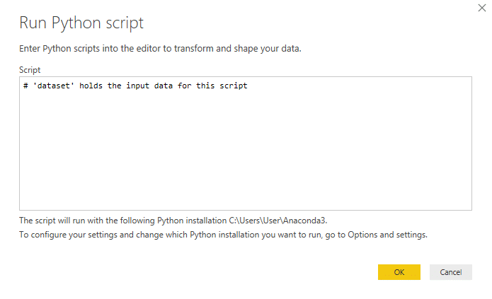 the python script allows to do machine learning in the power bi notebook 
